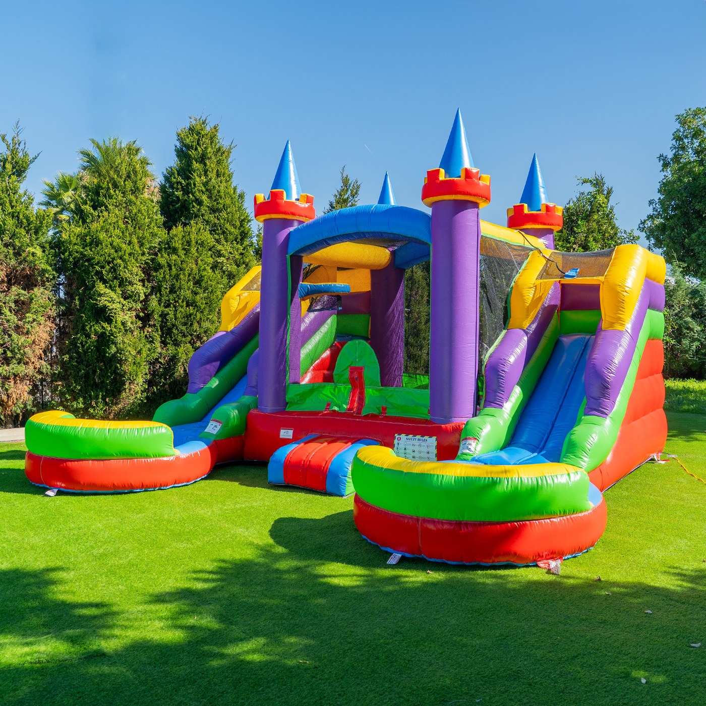 Carolina Rainbow Rush Combo party rental set up for an event in the Swansea SC area